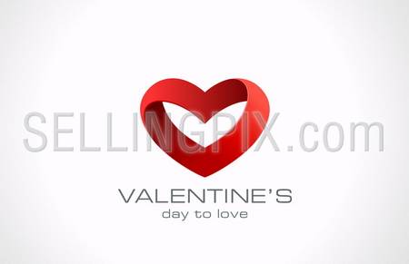 Heart ribbon vector logo design template. Looped shape. Infinity love concept for st. Valentine day icon. – stock vector