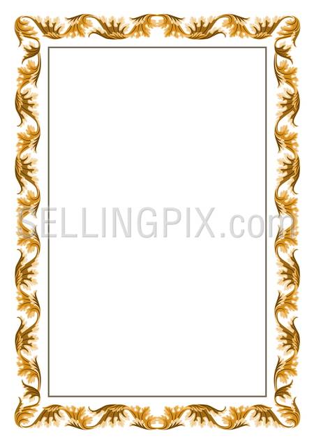 Vintage Floral Frame border vector design. Retro classic style. Useful for wedding, certificate etc. – stock vector
