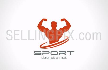 Sportsman silhouette character vector logo design template.  
Sport Fitness club creative concept. Power strength man icon. – stock vector
