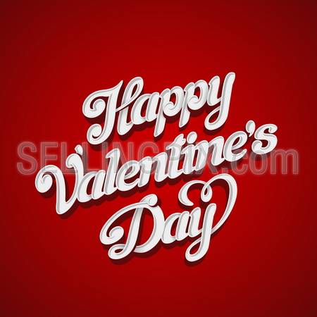 Happy Valentines Day Vector design lettering greeting card template. Creative Valentine Holiday Handwritten 3D Typography. – stock vector