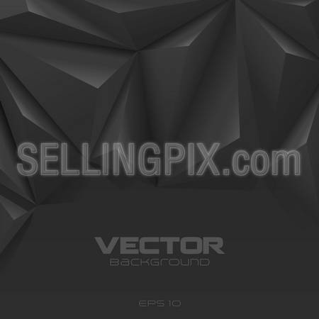 Black polygon background abstract. Charcoal graphite Carbone creative design style. Copyspace. – stock vector