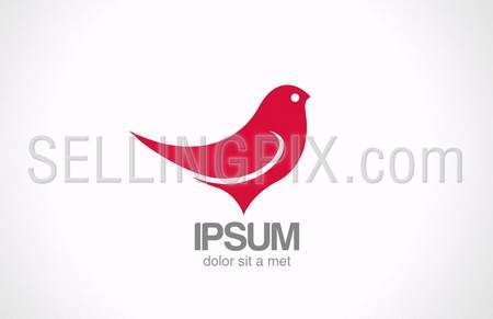 Bird Sitting abstract vector logo design template. Red sparrow silhouette icon. – stock vector