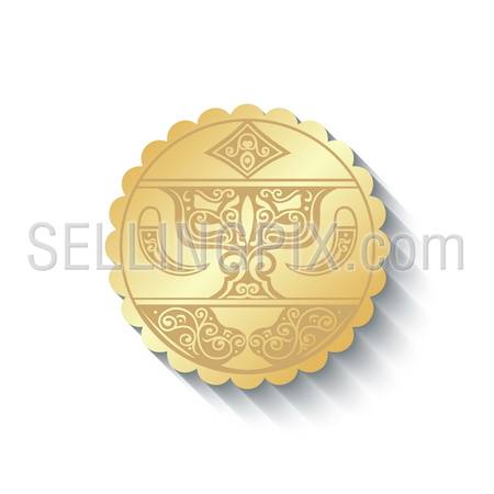 Bitcoin. Gold Coin antique vector icon design. Old money Vintage. – stock vector