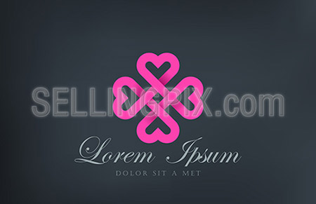 Heart Flower abstract looped infinity vector logo shape. Valentines Day creative concept icon. Swinger party idea.