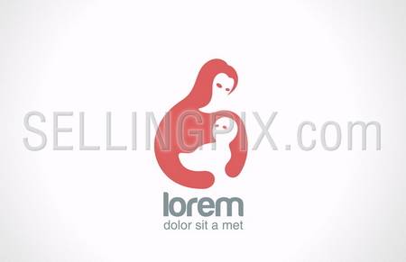 Mother and child vector logo design template. Mom holds baby in hand icon. 
Concept of Fund for Parents & children theme.  – stock vector