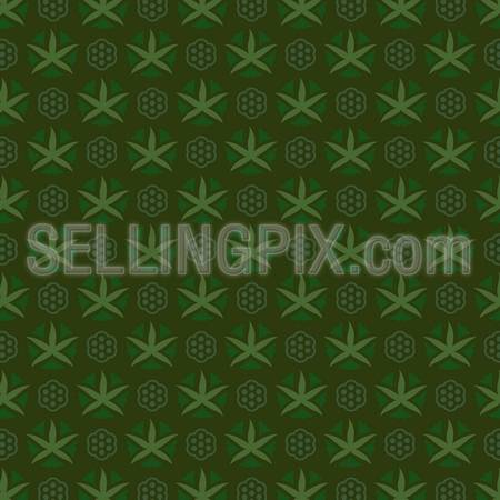 Cannabis Flourish Seamless pattern abstract. Dark Green vector Background. – stock vector