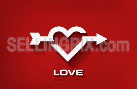 Heart arrow valentines day vector logo design template. 
Cupid shot in love concept idea. – stock vector
