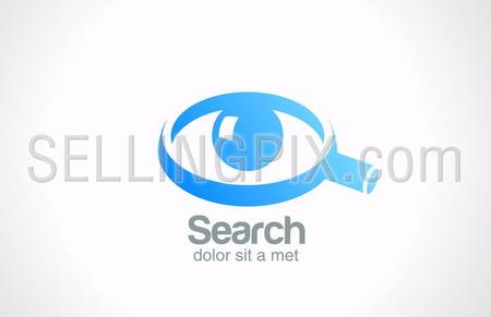 Search detective spy vector logo design template. Eye ball in Magnifying glass symbol. Abstract Searching Spying service. – stock vector