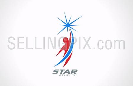 Sport Fitness Business Corporate vector logo design template. Man flying and getting Star. Success creative concept icon. – stock vector