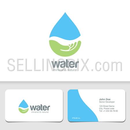 Water drop eco vector logo design template. Ecology creative concept icon. Mineral natural water idea. Water drop symbol. – stock vector