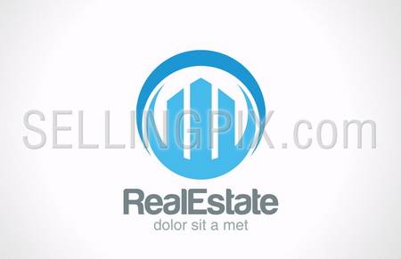 Real Estate logo design template. Skyscrapers abstract creative concept symbol. Business Commercial property Realty vector icon sign. – stock vector