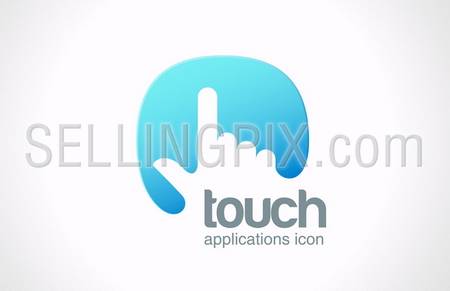 Touch screen technology abstract vector logo design template. Hand finger press on touchscreen creative concept symbol icon. – stock vector