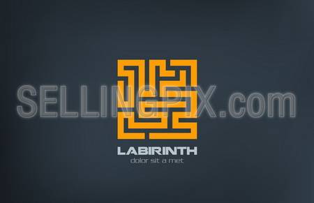 Labyrinth vector logo design template. Puzzle rebus concept icon. Programming Coding emblem symbol. Maze labyrinth creative sign. – stock vector