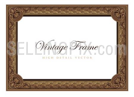 Vintage floral picture frame. Flourish design certificate template. Old Classic Antique style Border. – stock vector