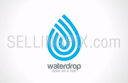 Water drop abstract vector logo design template. Line art creative concept. Waterdrop blue clean clear aqua symbol. – stock vector