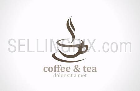 Coffee Tea Cup vector logo design template. Cafe emblem sign. Cafeteria symbol. – stock vector
