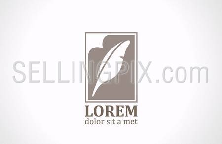 Quill abstract vector logo design template. Lawyer, writer symbol. Legal emblem concept icon. – stock vector