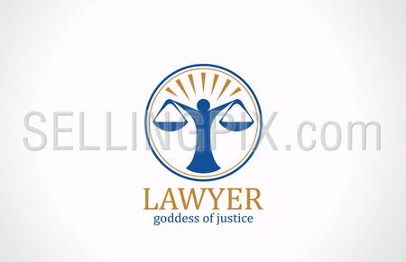 Lawyer symbol Scales vector logo design template. Legal concept. Law icon. Themis silhouette. Attorney sign. – stock vector