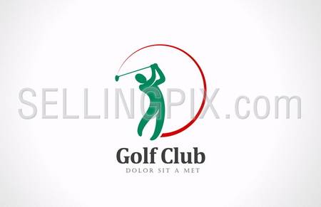 Golfer playing vector logo design template. Golf club tournament concept icon. – stock vector