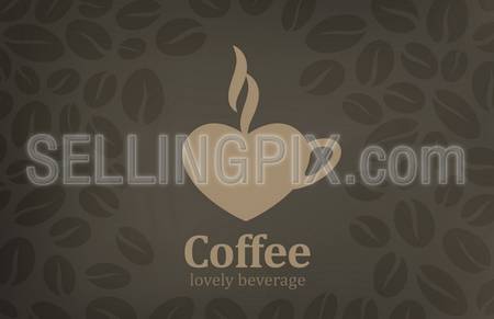 Coffee cup heart shape vector logo design template. Cafe emblem icon. Love coffee concept. – stock vector
