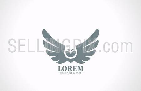 Bird wings abstract vector logo design template. Flying Owl icon. Luxury vintage eagle falcon emblem. – stock vector