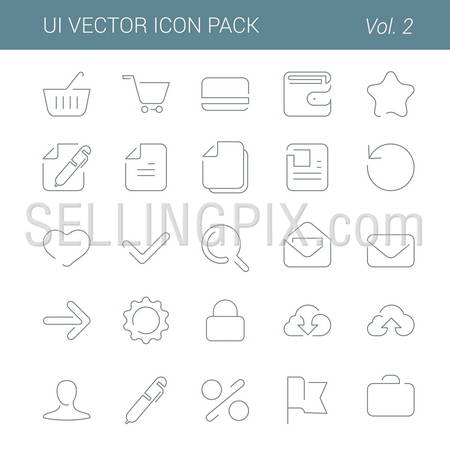 User interface vector icon line art design pack. Lineart creative icons set. Flat trendy web buttons. – stock vector