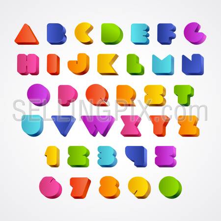ABC stylish rounded modern pop placard lettering vector set. Full letter latin English alphabet font collection.