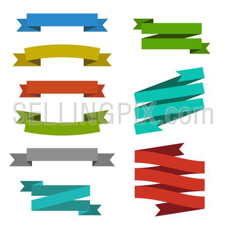 Set of creative modern ribbon banner label tag web element templates. Retro vintage empty colorful background stripe bands for your text sale logo.