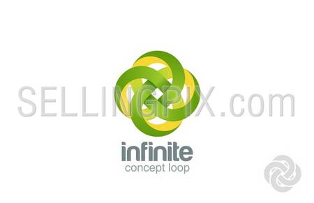Abstract looped ribbon vector logo design template. Four loop shape. Quad cycle infinite. Infinity sign. Vector. Editable – stock vector
