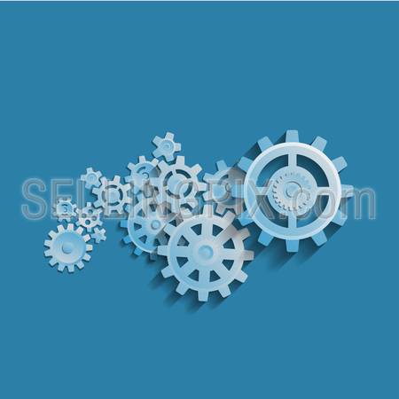 Cogwheel mechanism vector illustration abstract business process concept. Teamwork gears background template.