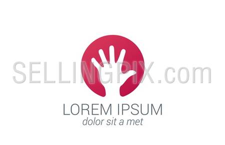 Helping hand silhouette vector logo design template. 
Five fingers hand creative concept icon. – stock vector
