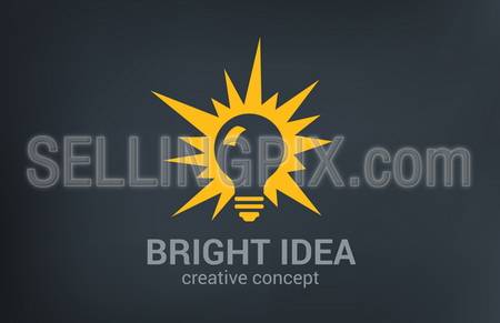 Creative bright new idea vector logo design template. Light bulb shine. 
Think, research, solution, imagine concept icon. – stock vector