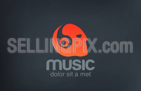 Head with Headphones listening Music vector logo design template. 
Negative space creative concept icon. – stock vector
