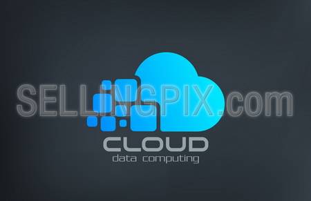 Cloud computing technology vector logo design template. Data transfer creative concept icon. – stock vector