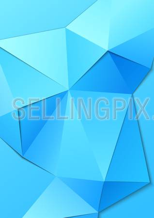 Polygonal blue triangle shapes vector abstract background mockup template. Polygons backgrounds collection.