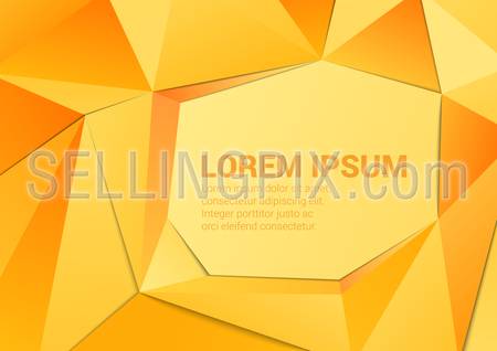 Polygonal triangle shapes yellow vector abstract background mockup template with space for text. Polygons backgrounds collection.