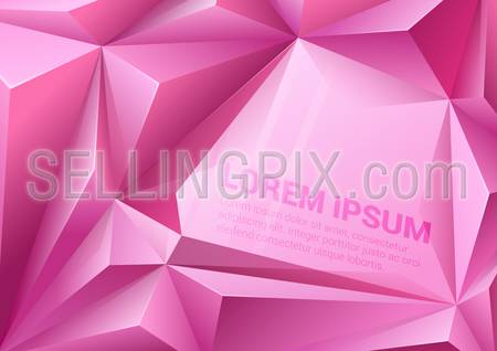Polygonal triangle shapes ruby rose red vector abstract background mockup template with space for text. Polygons backgrounds collection.