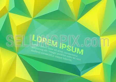 Polygonal triangle shapes green yellow vector abstract background mockup template with space for text. Polygons backgrounds collection.