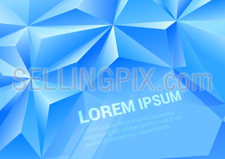 Polygonal triangle shapes blue vector abstract background mockup template with space for text. Polygons backgrounds collection.