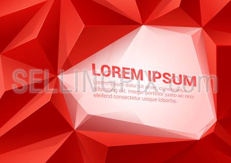Polygonal triangle shapes red vector abstract background mockup template with space for text. Polygons backgrounds collection.