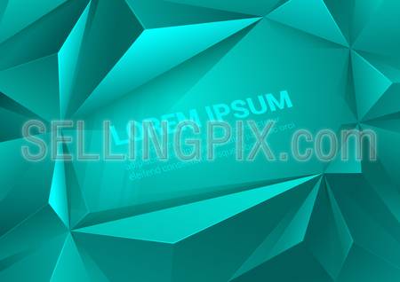 Polygonal triangle shapes aquamarine blue vector abstract background mockup template with space for text. Polygons backgrounds collection.