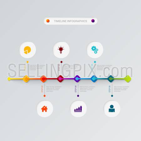 Stylish timeline icons process corporate company history business infographics template mockup. Web site infographic finance report background concepts collection.