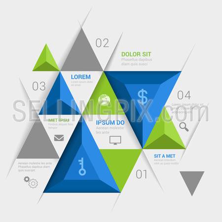 Triangular 3D stylish multicolor infographics mockup template. Infographic background concepts collection.