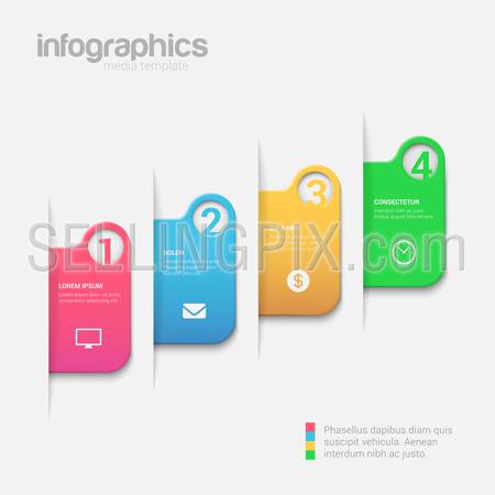 Simple stylish 4 step label multicolor infographics mockup template. Infographic background concepts collection.
