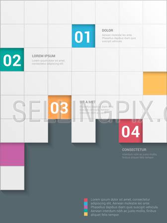 Simple stylish 4 step checkered checkerboard style multicolor infographics mockup template. Infographic background concepts collection.