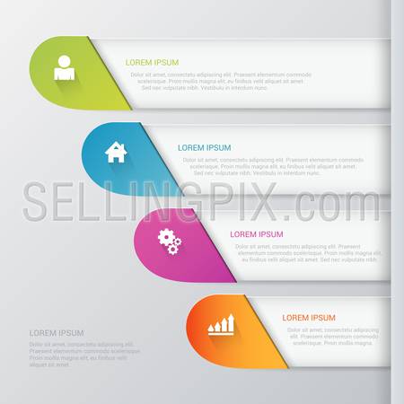 Simple stylish 4 step label multicolor infographics mockup template. Infographic background concepts collection.