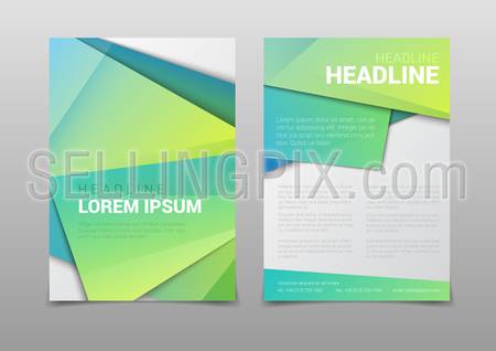 Stylish modern green color polygonal attractive cover headline corporate company business document report brochure mockup template. Web site elements backgrounds collection.