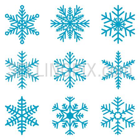Snowflake isolated decoration vector icon set 02