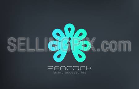 Peacock Logo abstract negative space design vector template.
Luxury Fashion Logotype concept icon.
