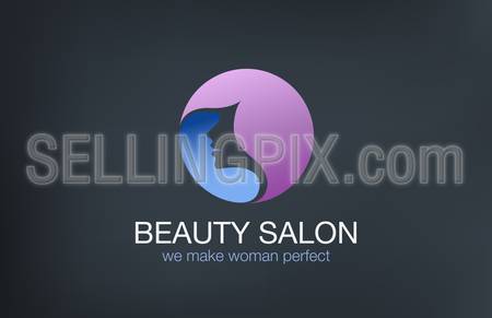 Beauty Fashion  Haircut Salon Logo circle design vector template.
Hairdresser make up logotype concept icon.